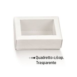 Scatola bomboniera tipo quadretto fibra bianco con coperchio trasparente 12 x 12 x h 4 confezione 10 pz art 19062
