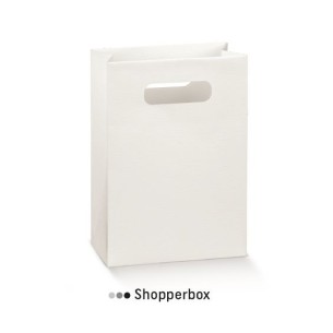 Scatola bomboniera tipo shopper box colore fibra bianco 10 x 5 x h 14,5 confezione 10 pz art 19073