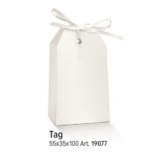 Scatola bomboniera tipo tag colore fibra bianco 5,5 x 3,5 x h 10 confezione 10 pz art 19077