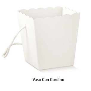 Scatola tipo vaso manici in corda colore Fibra bianco 10 x 10 x h 14,5 cm confezione 10 pz art 19079