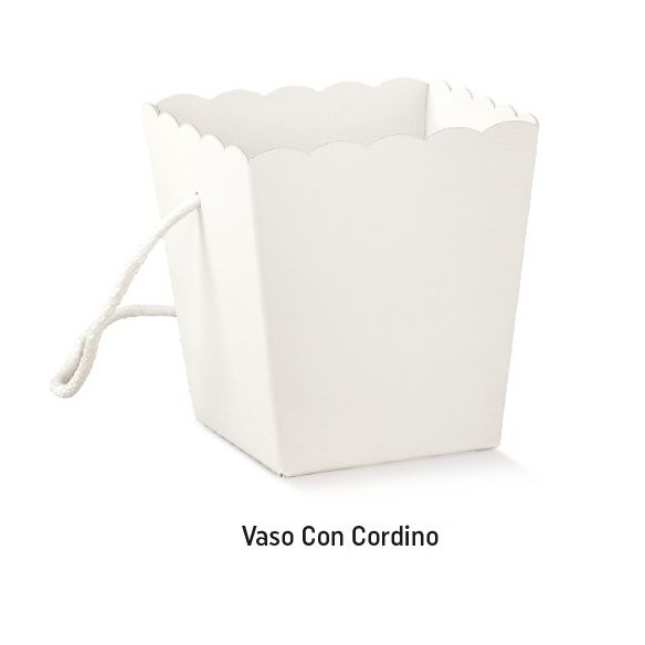 Scatola tipo vaso manici in corda colore Fibra bianco 15 x 15 x h 18 cm confezione 10 pz art 19080