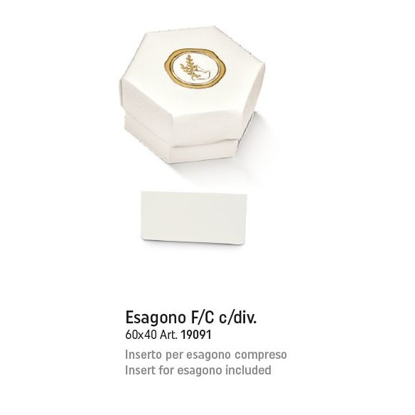 Scatola confetti tipo esagono Fondo e coperchio comunione cresima 6 x h 4 cm confezione 10 pz art 19091