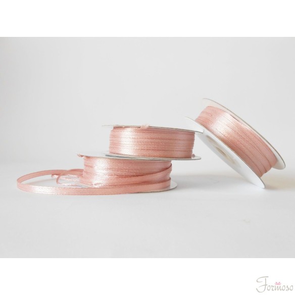 Nastro doppio raso 3 mm rotolo bobina da 50 mt Rosa antico fai da te - art D0321