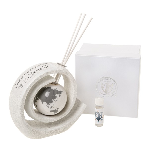 Bomboniera diffusore profumatore mappamondo resina 13,5 cm con scatola art 08A131