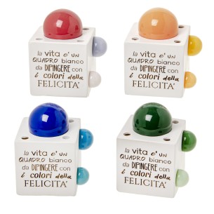 Bomboniera cubo in resina con led luminoso 7 x h 10 cm set 4 pz art 08A133