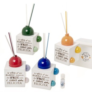 Bomboniera cubo in resina profumatore diffusore 7 x h 10 cm set 4 pz art 08A134