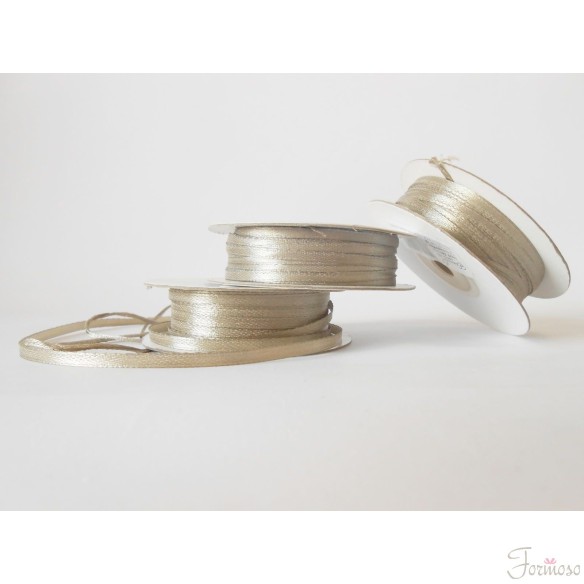 Nastro doppio raso 3 mm rotolo bobina da 50 mt Grigio fango fai da te - art D0329