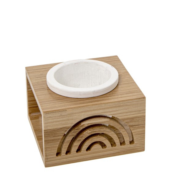 Bomboniera porta pianta vaso in porcellana e legno 10 x h 7 cm art 08A149