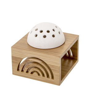 Bomboniera cubo in porcellana e legno 10 x h 10 con led cm art 08A150