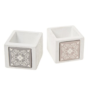Bomboniera cubo in porcellana e terracotta porta pianta 7 x h 6 cm set 2 pz art 08A153