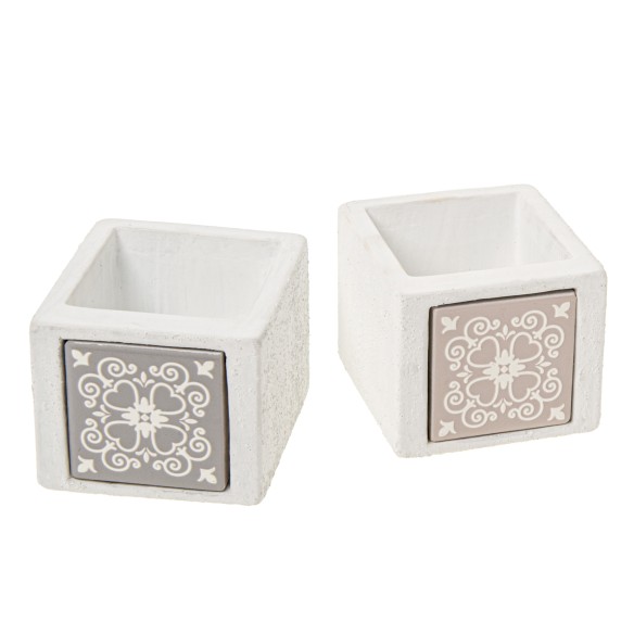 Bomboniera cubo in porcellana e terracotta porta pianta 7 x h 6 cm set 2 pz art 08A153