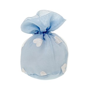 Bomboniera sacchetto in tessuto glitter palla celeste 10 cm confezione 12 pz art C2608