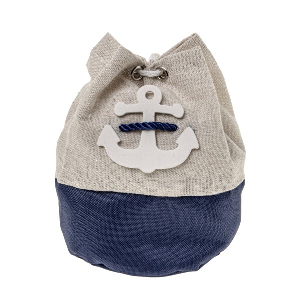 Bomboniera sacchetto sacotto in tessuto inserto ancora h 15 cm confezione 12 pz art C2642