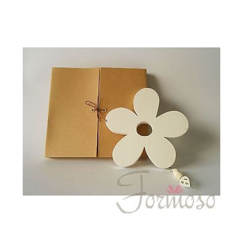 Fiore sotto caffettiera in legno bianco bomboniera 170 mm art 08372