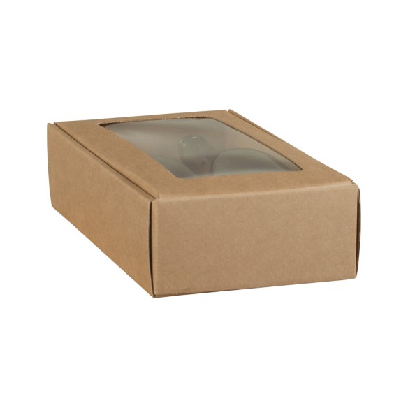 Scatola porta 2 bottiglia Cantinetta avana con finestra trasparente 34 x 18,5 x h 9 cm set 30 pz art 38696