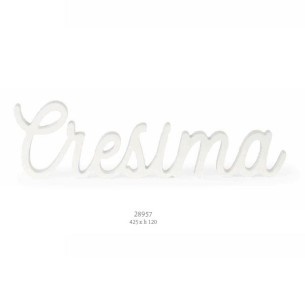 Scritta CRESIMA in Legno Bianco 42,5 x h 12,5 cm decorazione party planner art 28957