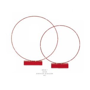 Set 2 cerchi rossi con led decorazione party planner D 45 x h 50,5 - D 55 x h 58 cmart 29135