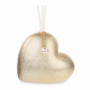 Bomboniera diffusore profumatore a forma di cuore oro porcellana h 14 cm profumo 30 ml con scatola art 29553