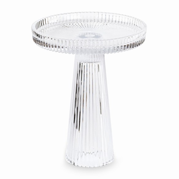 Bomboniera alzata in vetro rigato decorazione wedding d 15 x h 17 cm art 29731