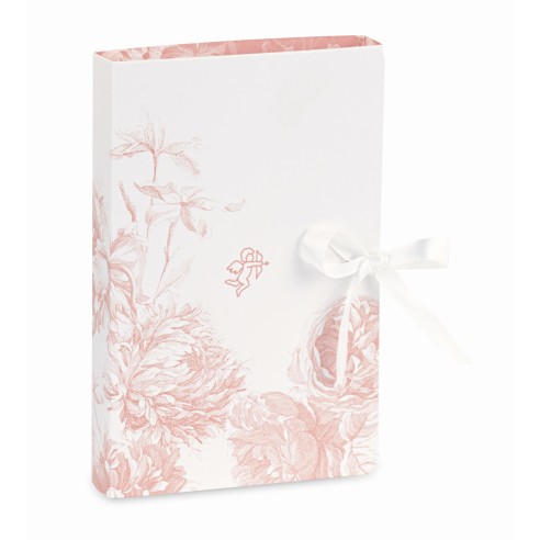 Bomboniera portachiavi toile cuore colore cipria 6x 5,5 cm con scatola art 29770