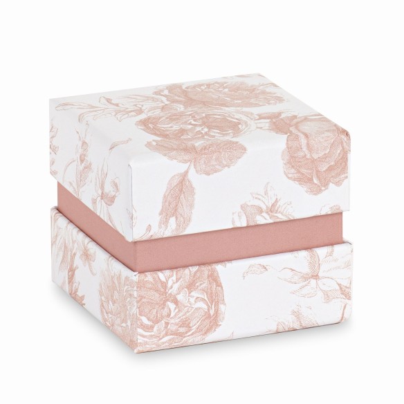 Bomboniera scatola toile colore cipria 7 x 7 x h 6 cm con inserto confezione 6 pz art 29858