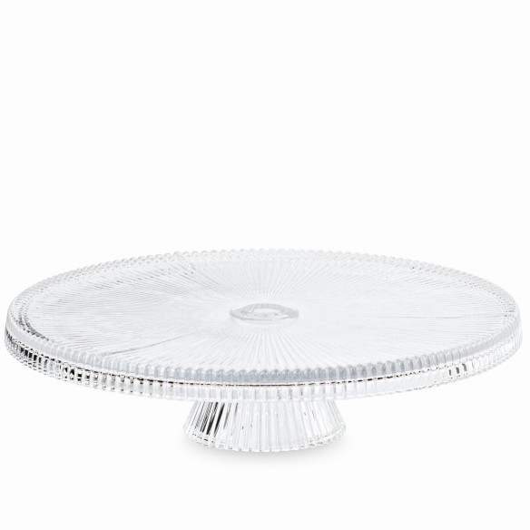 Bomboniera decorazione alzata in vetro trasparente rigato 24,5 x h 6,5 cm art 29732