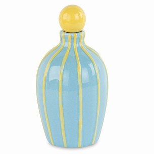 Bomboniera bottiglia olio porcellana colore azzurra con righe D 9,5 x h 16,5 cm 400 ml con scatola art 29757