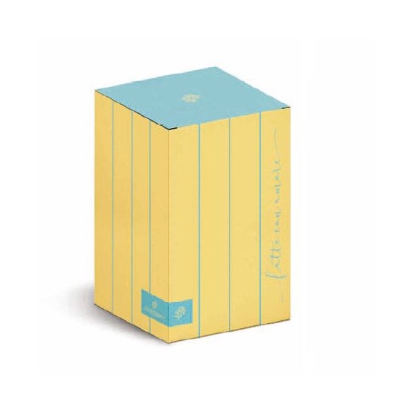 Bomboniera bottiglia olio porcellana colore azzurra con righe D 9,5 x h 16,5 cm 400 ml con scatola art 29757