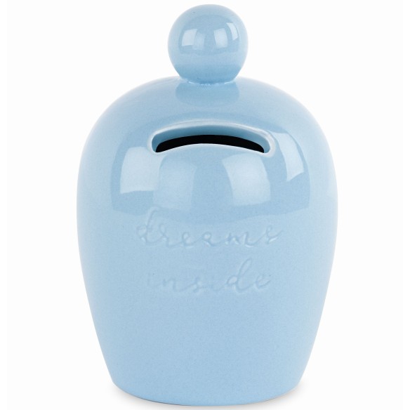 Bomboniera salvadanaio porcellana D 8 x h 12 cm colore azzurro con scatola art 29761