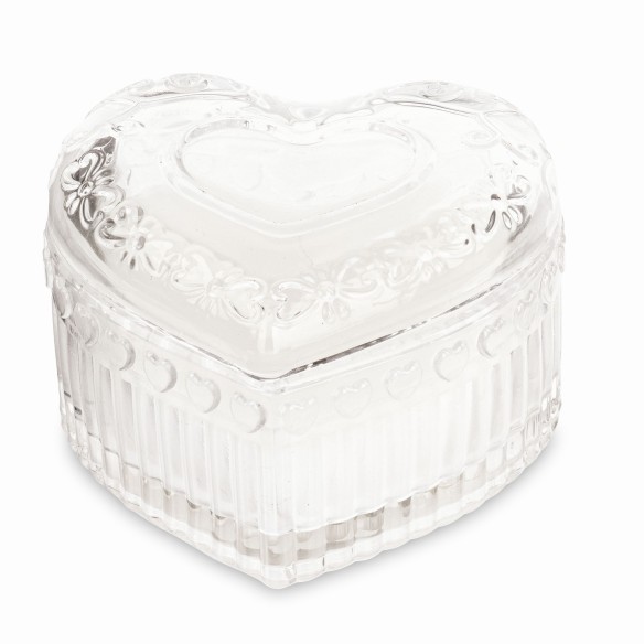 Bomboniera candela profumata cuore vetro trasparente 9,5 x 9,5 x h 5,5 cm art 29585