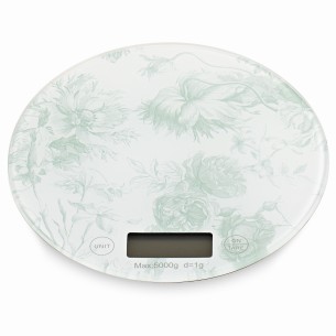Bomboniera bilancia vetro toile eucalipto D 18,5 cm con scatola art 29904