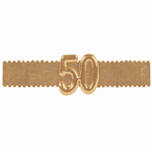 Bomboniera fascetta con numero 50 oro 23 x 4,5 cm confezione 12 pz art 29809