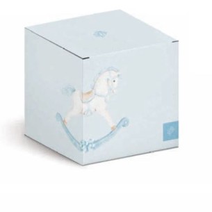 Bomboniera cavallo a dondolo azzurro carillon h 13 cm con scatola art 29666 2