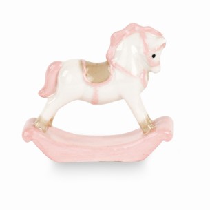 Bomboniera decorazione cavallo a dondolo rosa h 5 cm art 29635