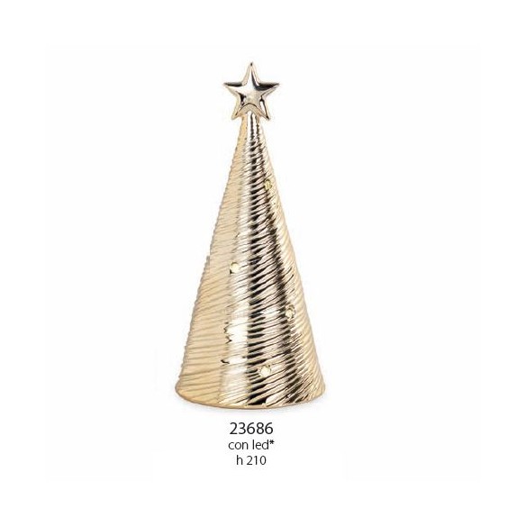 Bomboniera decorazione Albero di Natale porcellana ORO con led h 21 cm art 23686