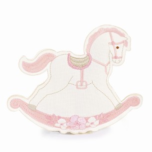 Bomboniera Sacchetto confetti cavallo a dondolo rosa contenitore 15 xh 13 cm confezione 12 pzart 29627