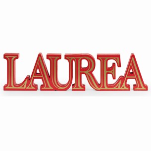 Decorazione scritta laurea in legno rosso e oro 62 x h 12 cm art 29880