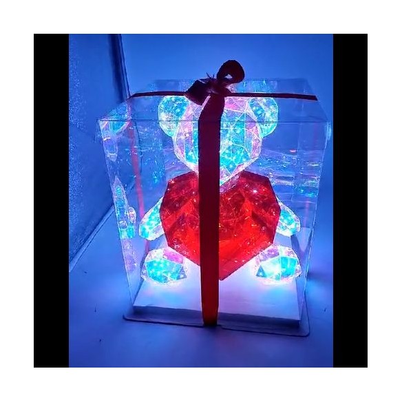 Orsetto PVC lampada tipo cristallo cuore LOVE 30 x 30 x 30 cm Innamorati Art 202301