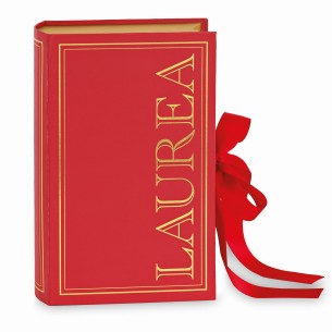 Bomboniera scatola libro rosso laurea con inserto 12 x 4,7 x h 19 cm art 29872