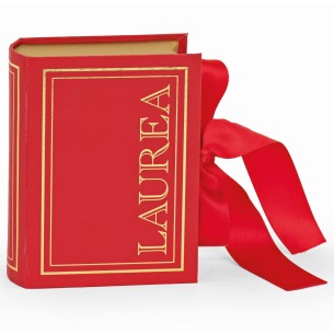 Bomboniera scatola cartoncino confetti libro rosso laurea 7,5 x 3 x h 9,5 cm art 29871