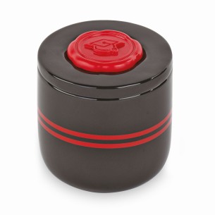 Bomboniera candela nera con ceralacca laurea rosso 8 x h 8 cm art 29755