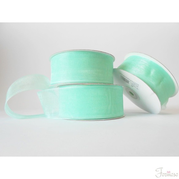 Nastro organza 4 cm rotolo bobina da 50 mt Acquamarina fai da te - art E4021