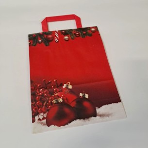 Busta in carta rossa con Manico Piatto disegni Natale 22 x 10 x h 29 cm confezione 25 pz art NATALE22SESTRIERE