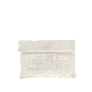 Bomboniera sacchetto confetti tipo busta in tessuto bianco con ricamo 10 x h 8 cm confezione 12 pz art C2662