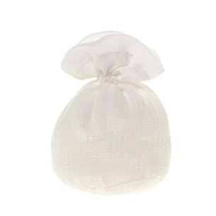Bomboniera sacchetto confetti tipo tondo in tessuto bianco 10 cm confezione 12 pz art C2665