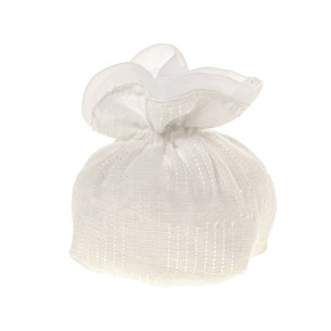 Bomboniera sacchetto confetti tipo quadrato in tessuto bianco 10 cm confezione 12 pz art C2666