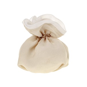 Bomboniera sacchetto quadrato confetti in tessuto crema avorio 10 cm confezione 12 pz art C2670