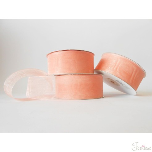 Nastro organza 4 cm rotolo bobina da 50 mt Rosa pesca fai da te - art E4023