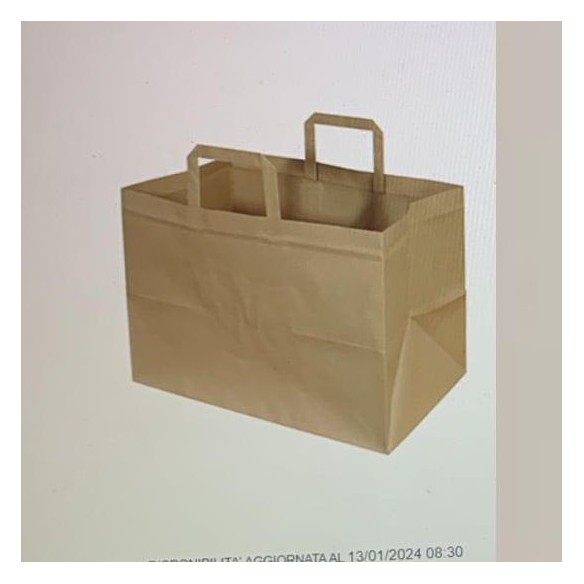 Busta in carta colore avana con Manico PIATTO  36 + 31 x 36 cm art 53TKNATUR3631