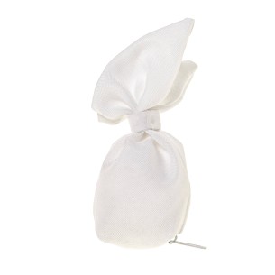 Bomboniera sacchetto in tessuto due punte bianco h 13 cm confezione 12 pz art C2701